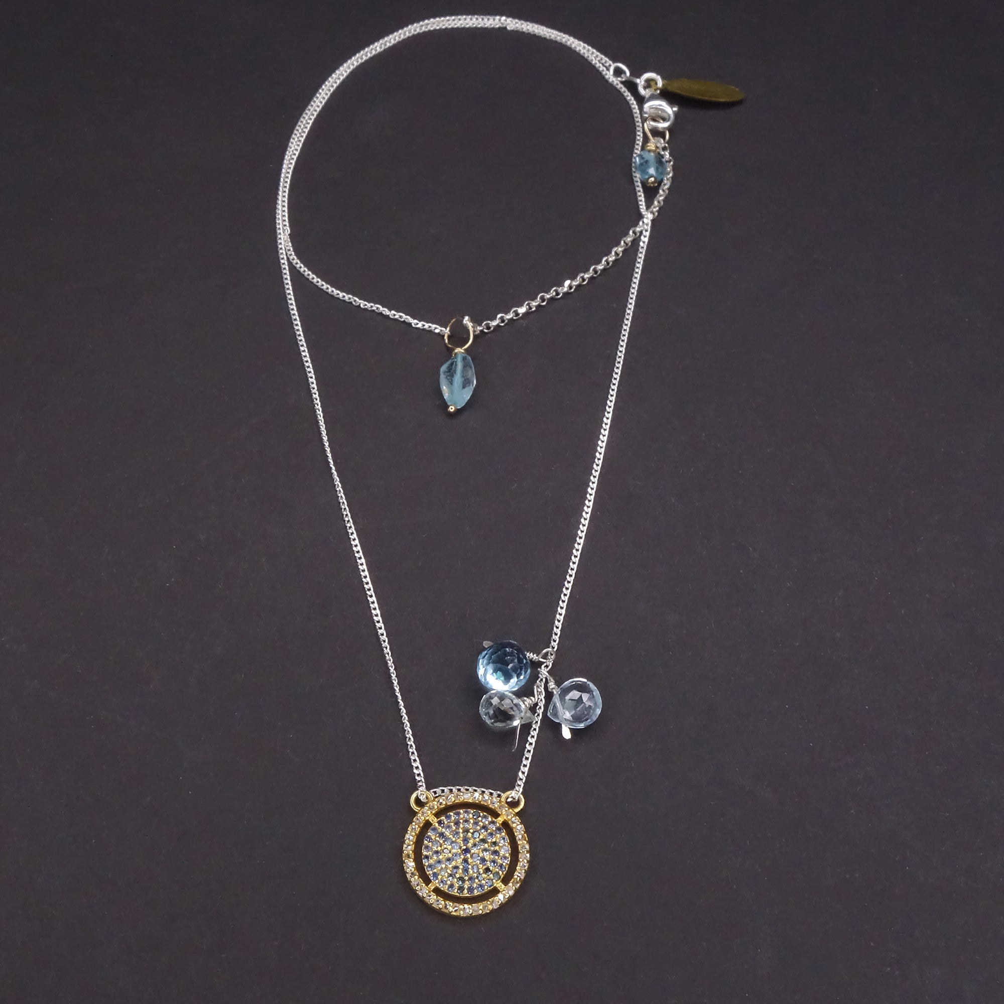 She Sparkled through the Rain: diamond + aquamarine necklace