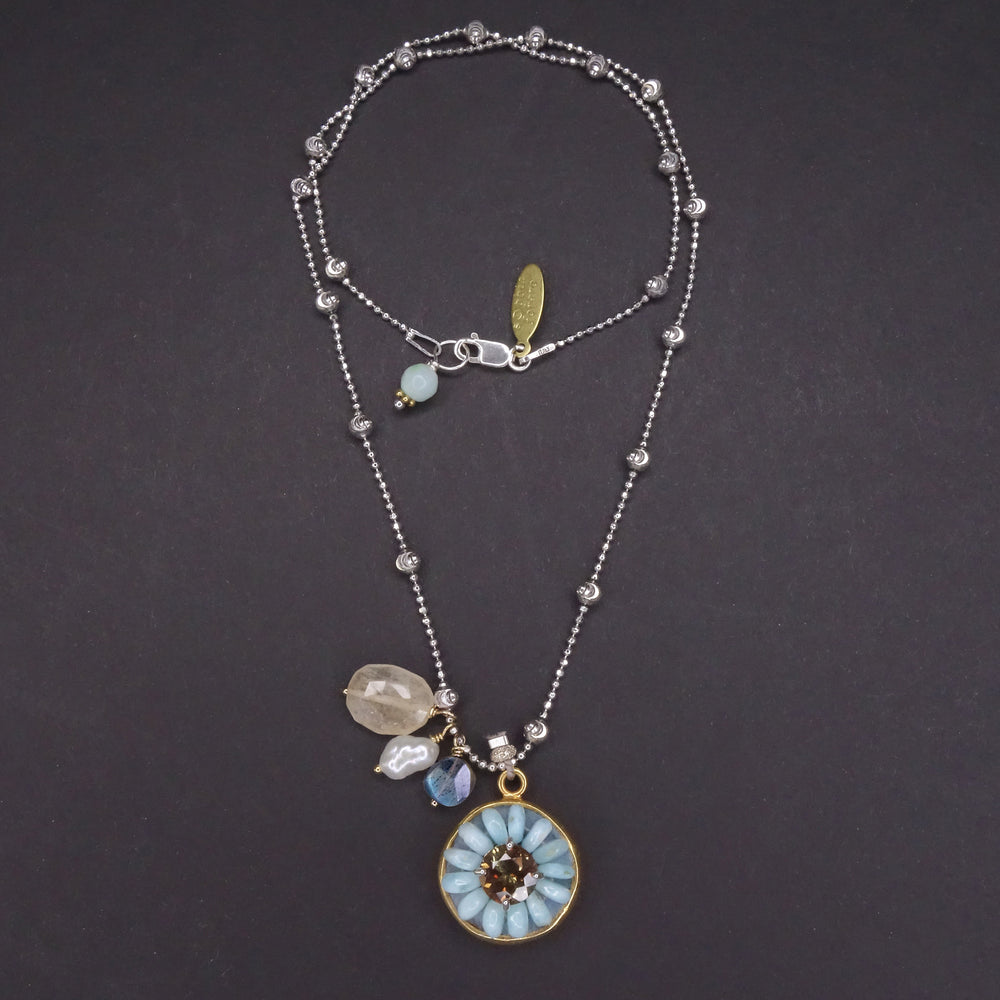 Mermaids Aren't the Only Ones Who Splash: larimar + andasulite mosaic necklace