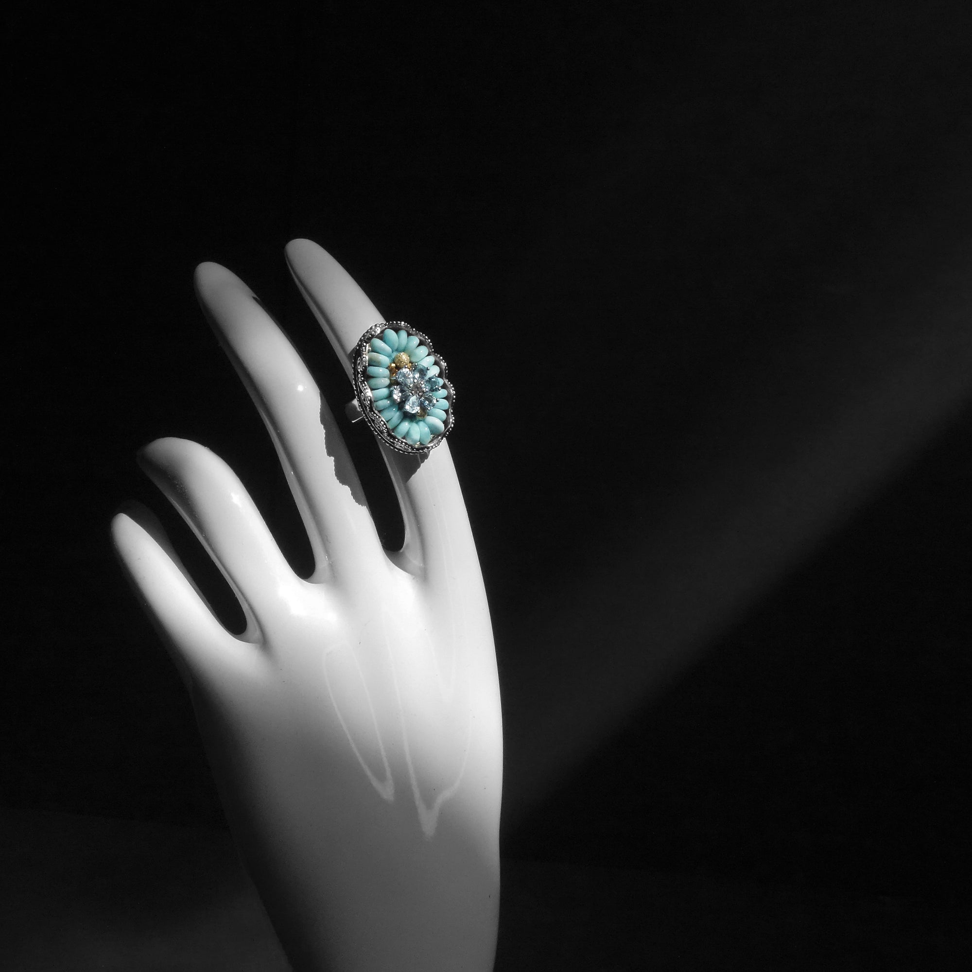 Mermaids Aren't the Only Ones Who Splash: larimar + aquamarine mosaic ring
