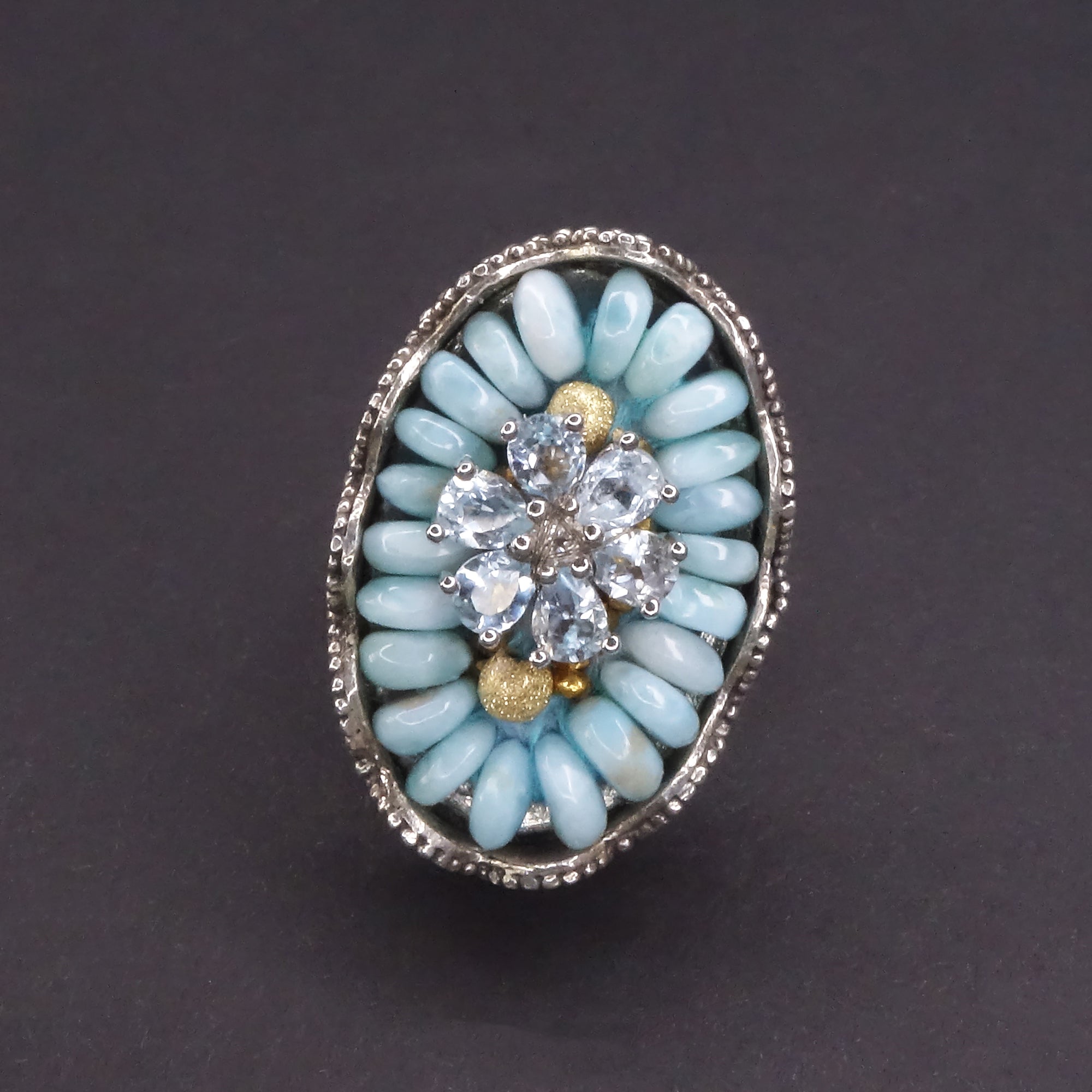 Mermaids Aren't the Only Ones Who Splash: larimar + aquamarine mosaic ring