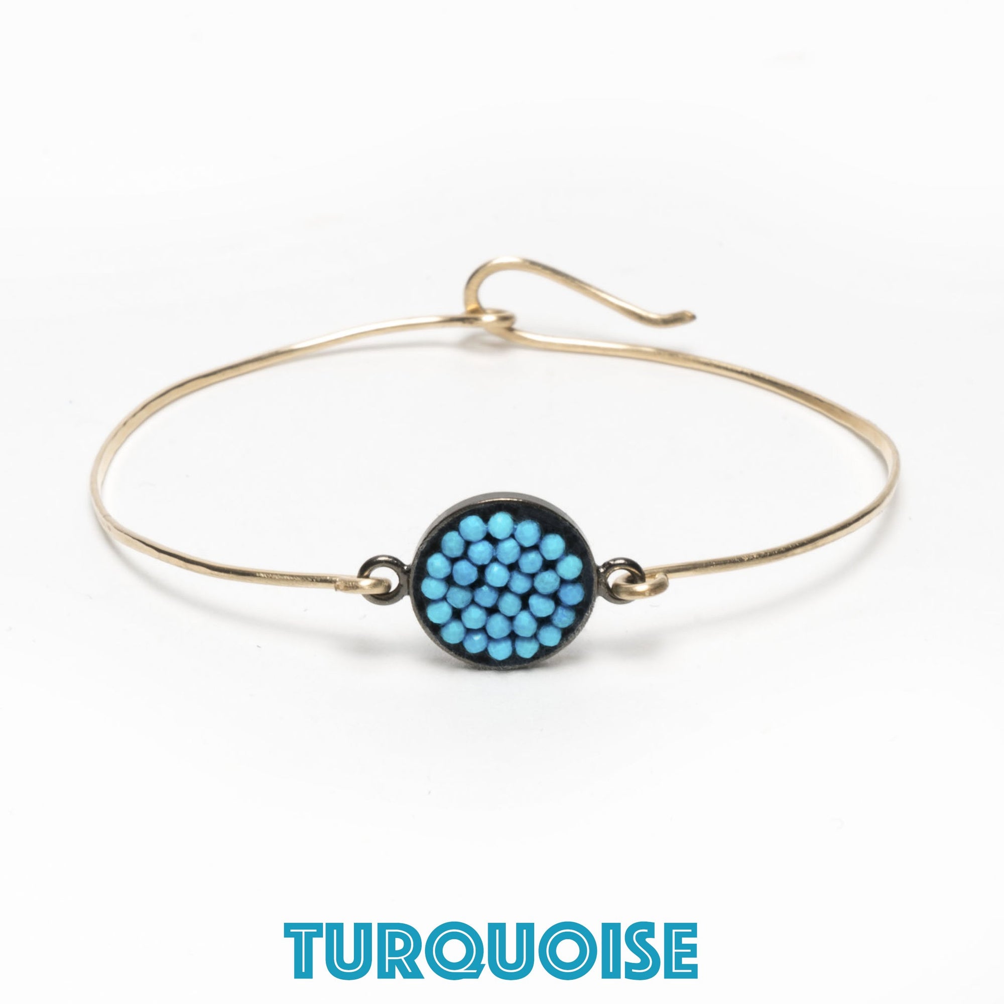 Mosaic bangle: hammered gold or silver so many gems