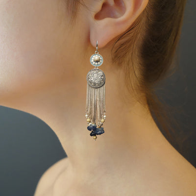 She's Got Grace on her Side: kyanite mosaic fringe earrings